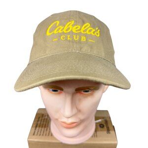 Cabelas Club Baseball Cap Men One Size Khaki Adjustable Yellow Embroidered